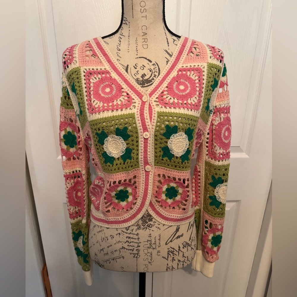 Krush Kandy Crochet Cardigan Sweater S